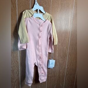 CLOUD ISLAND 2 piece footless sleepers; 12m; NWT; pastel pink and yellow